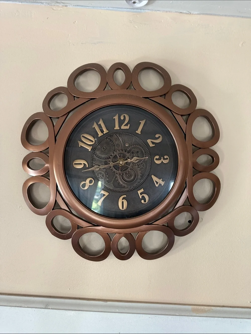 Decorative Bronze Wall Clock with Gear Dial
